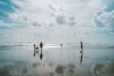 silhouette photography of people at seashore under alto cumulus clouds thumbnail