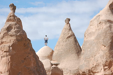 man standing on top of rock thumbnail