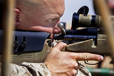 man, weapon, rifle, sniper, concentration, macro thumbnail