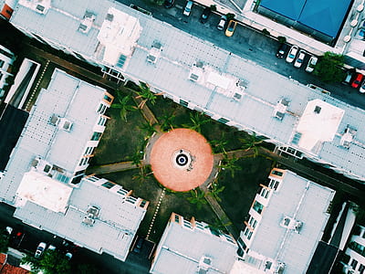aerial view of building beside road thumbnail