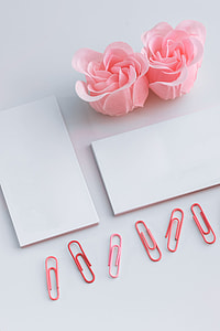 Little sheets of paper with pink paper clips thumbnail