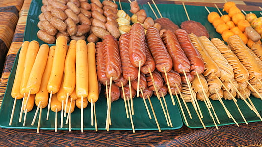 variety of sausages in sticks thumbnail
