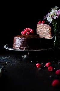chocolate filling cake on cake stand thumbnail