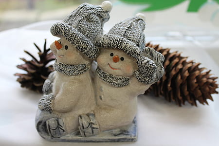 two snowman sitting figurine thumbnail