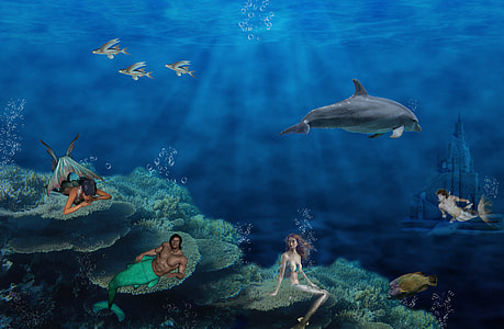 mermaids and merman painting thumbnail
