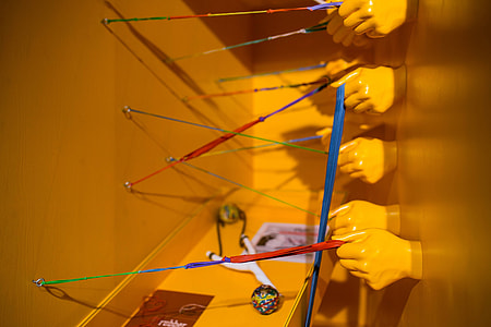 Art installation of plastic hands with rubber bands thumbnail