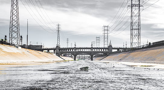 landscape photo of bridge with transmission towers and bank way thumbnail