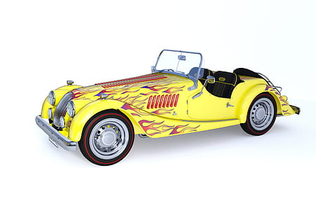 vintage yellow and red convertible coupe illustration thumbnail