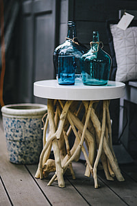 Coloured decorational bottles in various places thumbnail