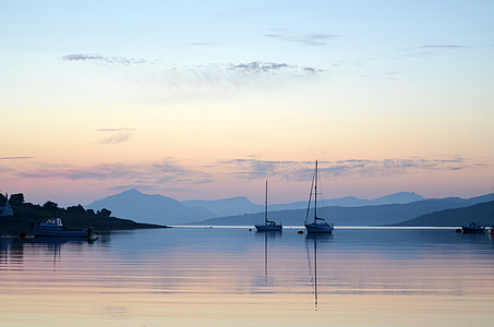 Landscape and Lake with Boats under the sky thumbnail