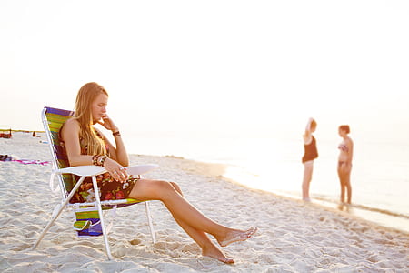 woman, female, sand, beach thumbnail