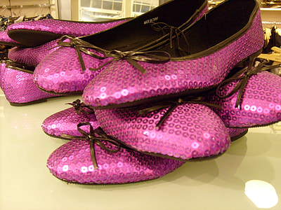 assorted pairs of pink sequined flat shoes thumbnail