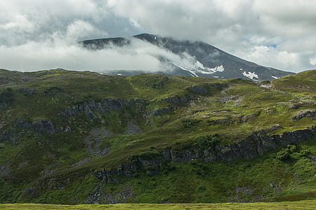 green mountain with fogs at daytime thumbnail