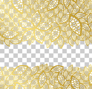 Metal leaf frame, yellow lace floral PNG clipart