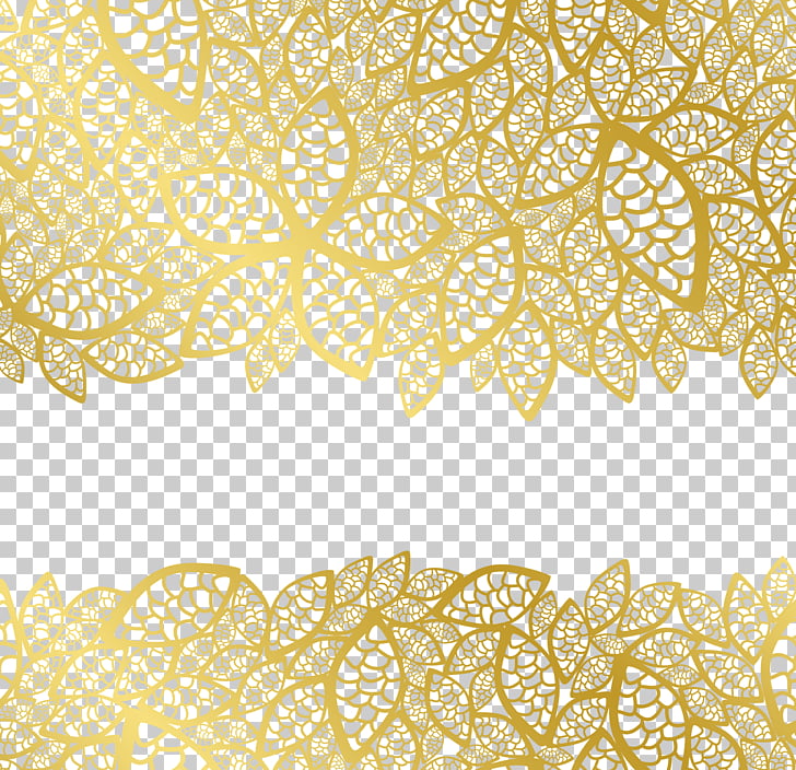 Metal leaf frame, yellow lace floral PNG clipart