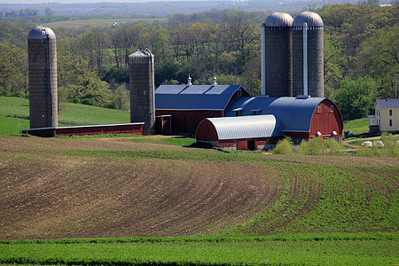 Farm silos and barn on the Military Ridge State Trail thumbnail