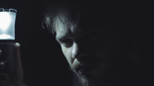 black-and-white, man, person, night thumbnail