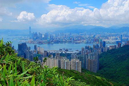 views front the mountain a city with skyscrapers thumbnail