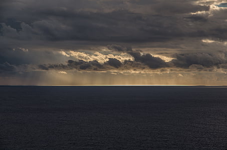 sea and gray clouds in the horizon thumbnail