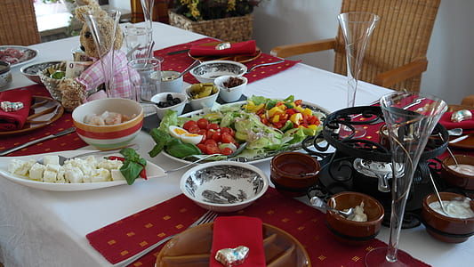 assorted foods on dining table thumbnail