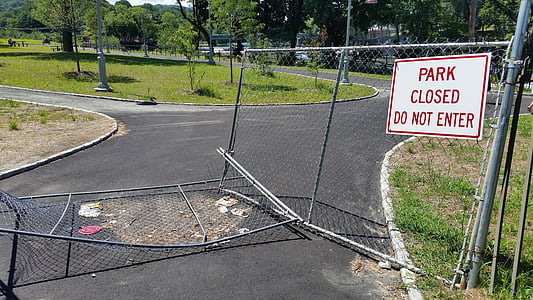 wrecked gray chain-link fence thumbnail