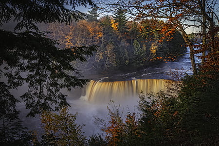 waterfalls surrounded by trees during daytime thumbnail
