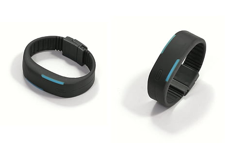 two blue-and-black fitness trackers on white background thumbnail