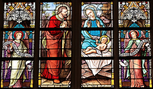The Birth of Jesus Tiffany glass thumbnail