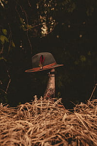 person holding gray and brown suede hat thumbnail