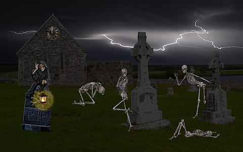 several skeletons digital wallpaper thumbnail