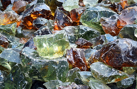 closeup photography of assorted green and red broken glass prisms thumbnail
