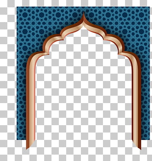 Eid al-Fitr Eid Mubarak Ramadan Eid al-Adha, Blue retro wall door, blue and brown arch PNG clipart