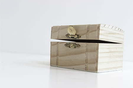 Beige Wooden Chest Trunk on White Surface thumbnail