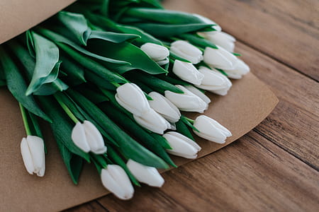 bundle of artificial white tulips thumbnail
