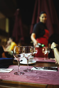 Close up picture of empty glasses in restaurant thumbnail