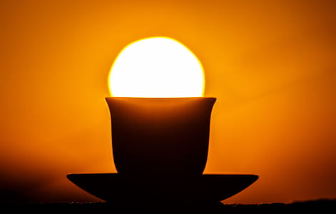 Silhouette Of Teacup On Saucer During Sunset thumbnail