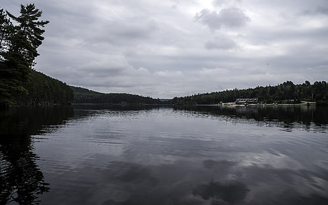 Cloudy landscape over the lake at Algonquin Provincial Park, Ontario thumbnail