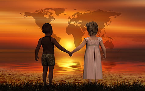 girl and boy holding each others hands while watching sunset thumbnail
