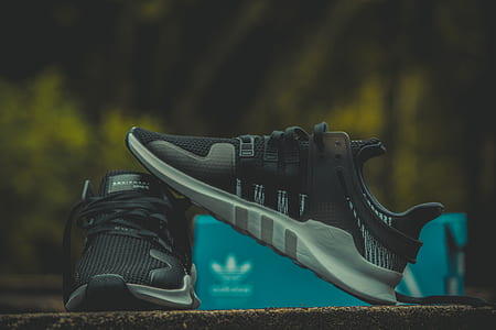 Pair of Black-and-gray Adidas Low Top Sneakers With Box thumbnail