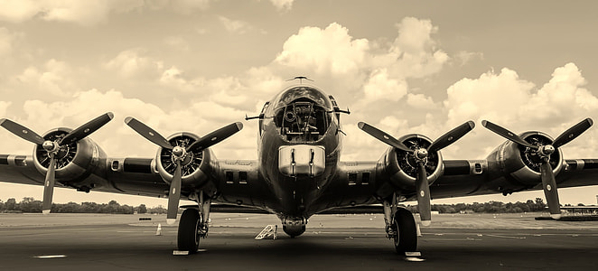 grayscale photo of airliner thumbnail