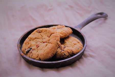 three baked cookies on black cooking pan thumbnail