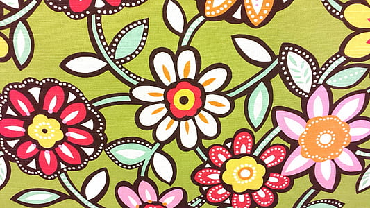 green and multicolored floral textile thumbnail