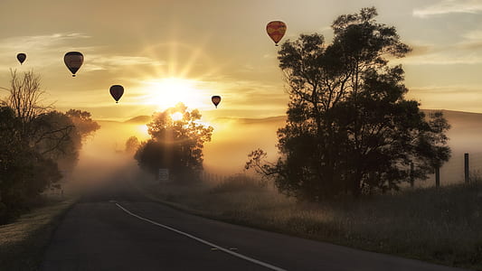 Hot Air Balloons on the Sky during Sunset Time thumbnail