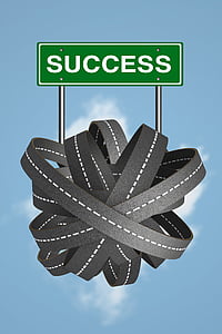 green Success road signage and grey roads illustration thumbnail