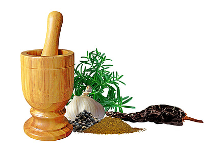 brown wooden mortar and pestle thumbnail
