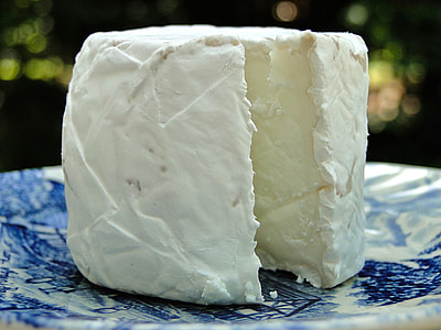 sliced cream cheese on blue and white plate thumbnail