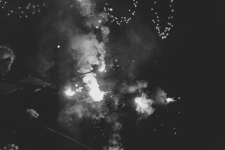 fireworks grayscale photography thumbnail