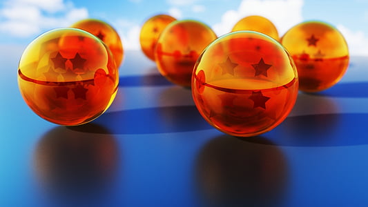 seven dragon balls on blue surface thumbnail