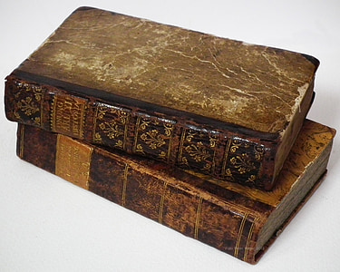 two brown books on white surface thumbnail