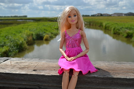 female doll sitting on brown surface thumbnail
